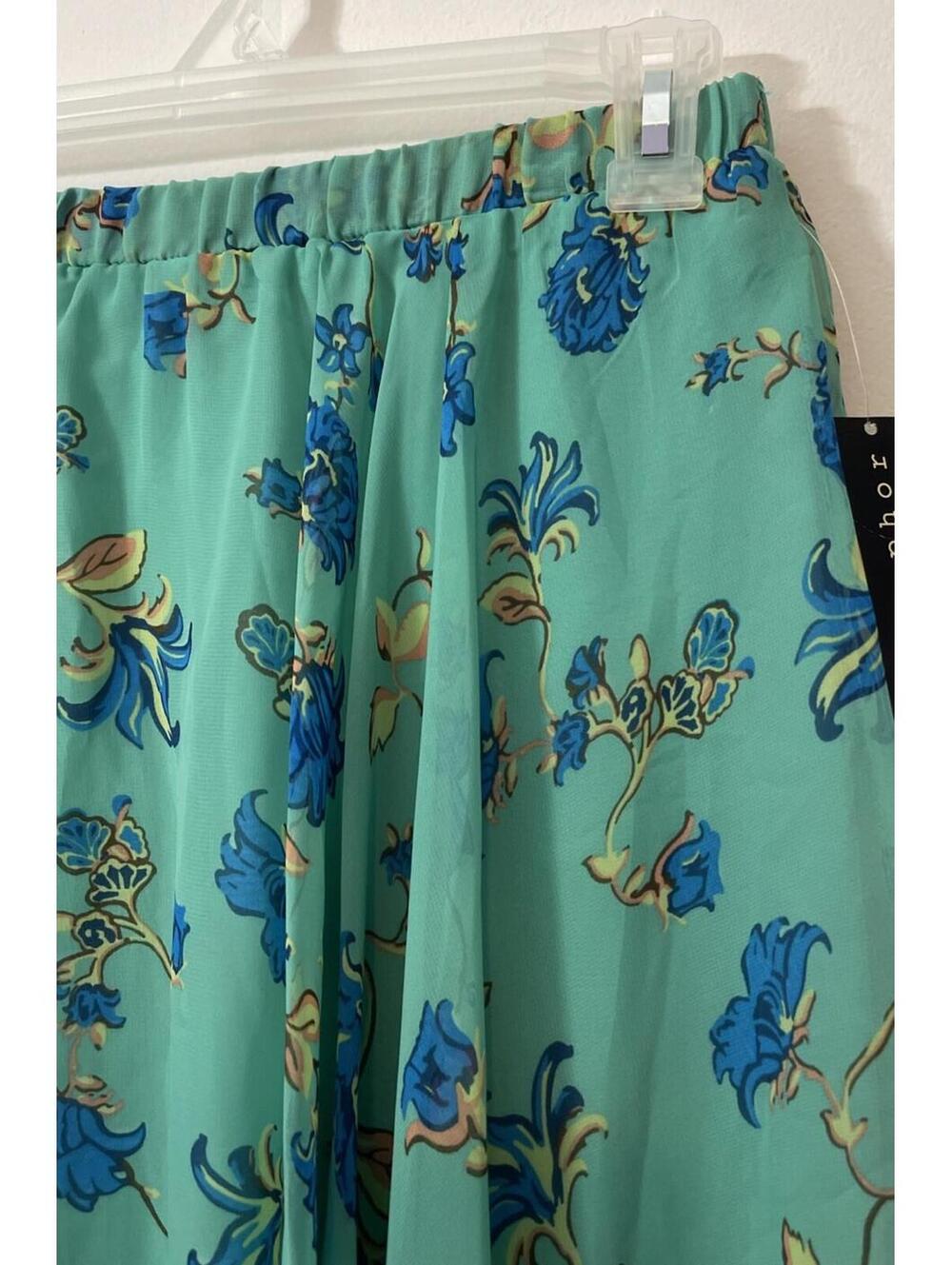 Metaphor Womens Large Green Floral High-Low Elastic-Waist Lacy Skirt NWT! A335 - Picture 4 of 6